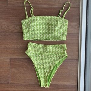 Aerie lime green high waist cut cheeky bikini